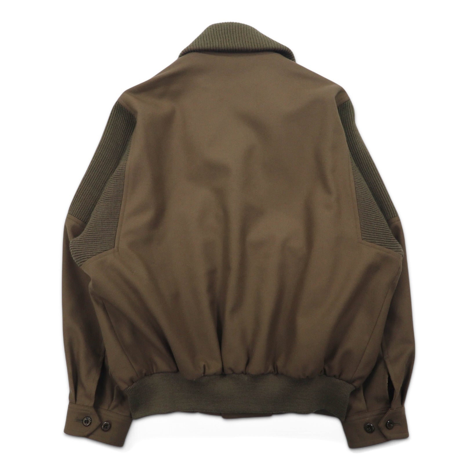 Burberrys Giacca militare A-1 collo a scialle bomber L marrone con inserti a coste in lana maglia ricamo logo