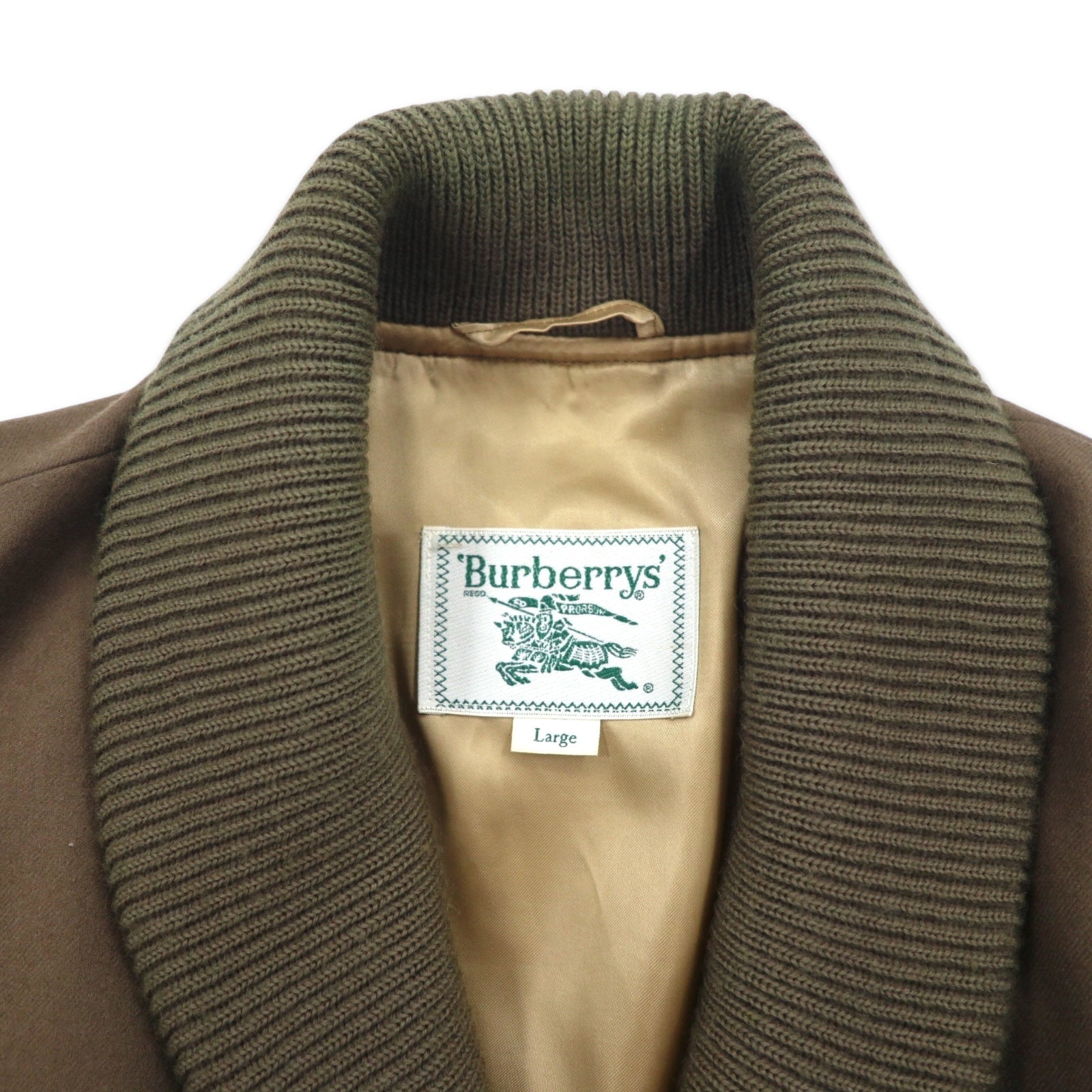 Burberrys Giacca militare A-1 collo a scialle bomber L marrone con inserti a coste in lana maglia ricamo logo