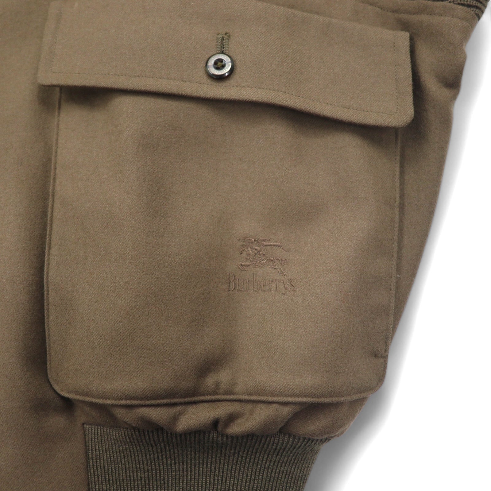 Burberrys Giacca militare A-1 collo a scialle bomber L marrone con inserti a coste in lana maglia ricamo logo