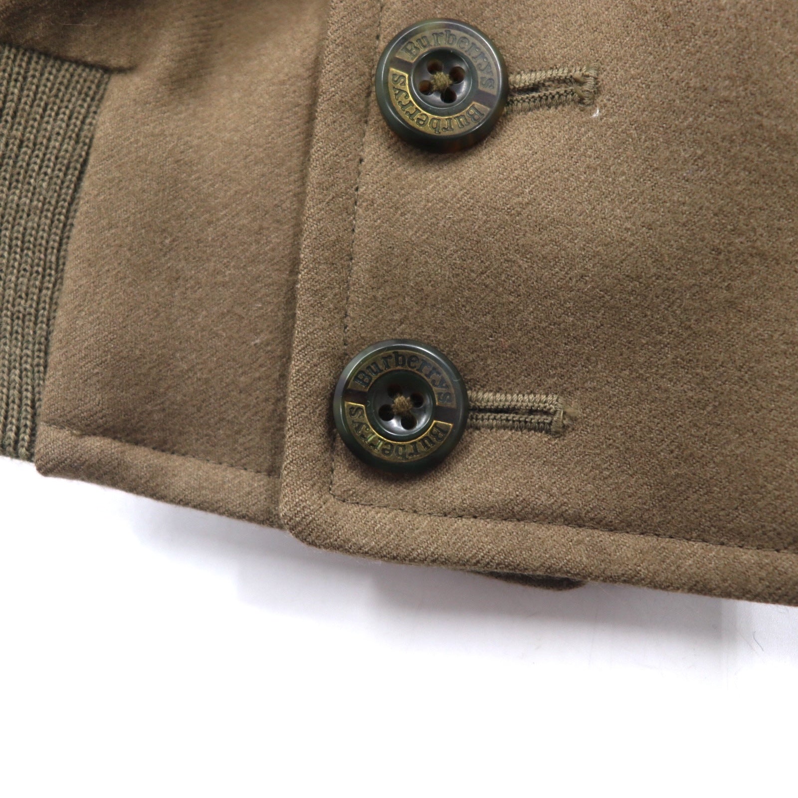 Burberrys Giacca militare A-1 collo a scialle bomber L marrone con inserti a coste in lana maglia ricamo logo