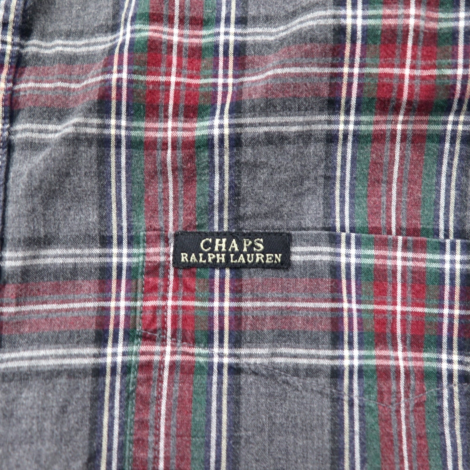 CHAPS RALPH LAUREN anni '90 camicia button-down L grigio a quadri cotone oversize