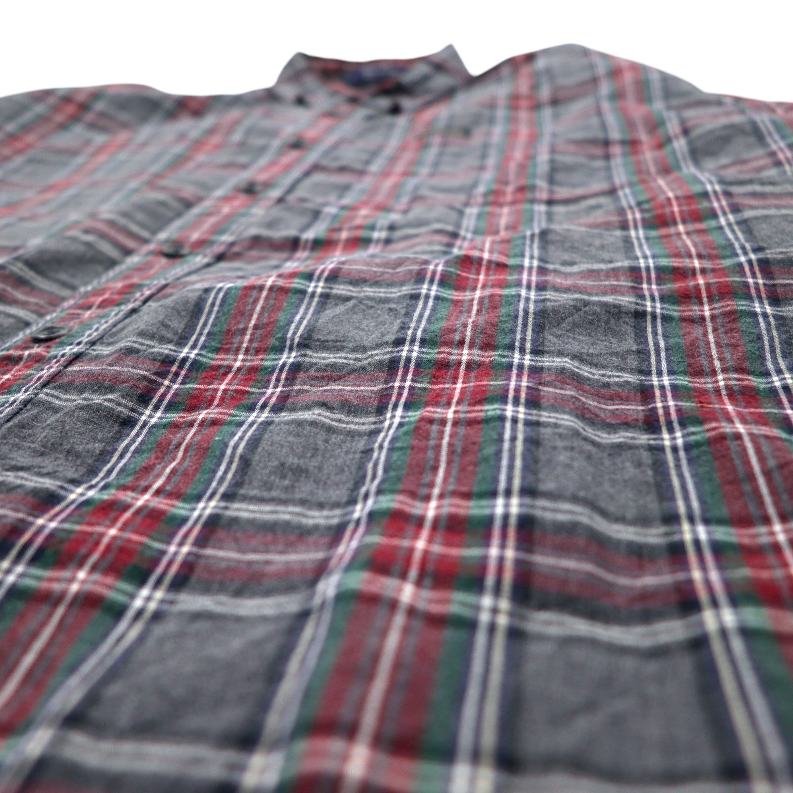 CHAPS RALPH LAUREN anni '90 camicia button-down L grigio a quadri cotone oversize