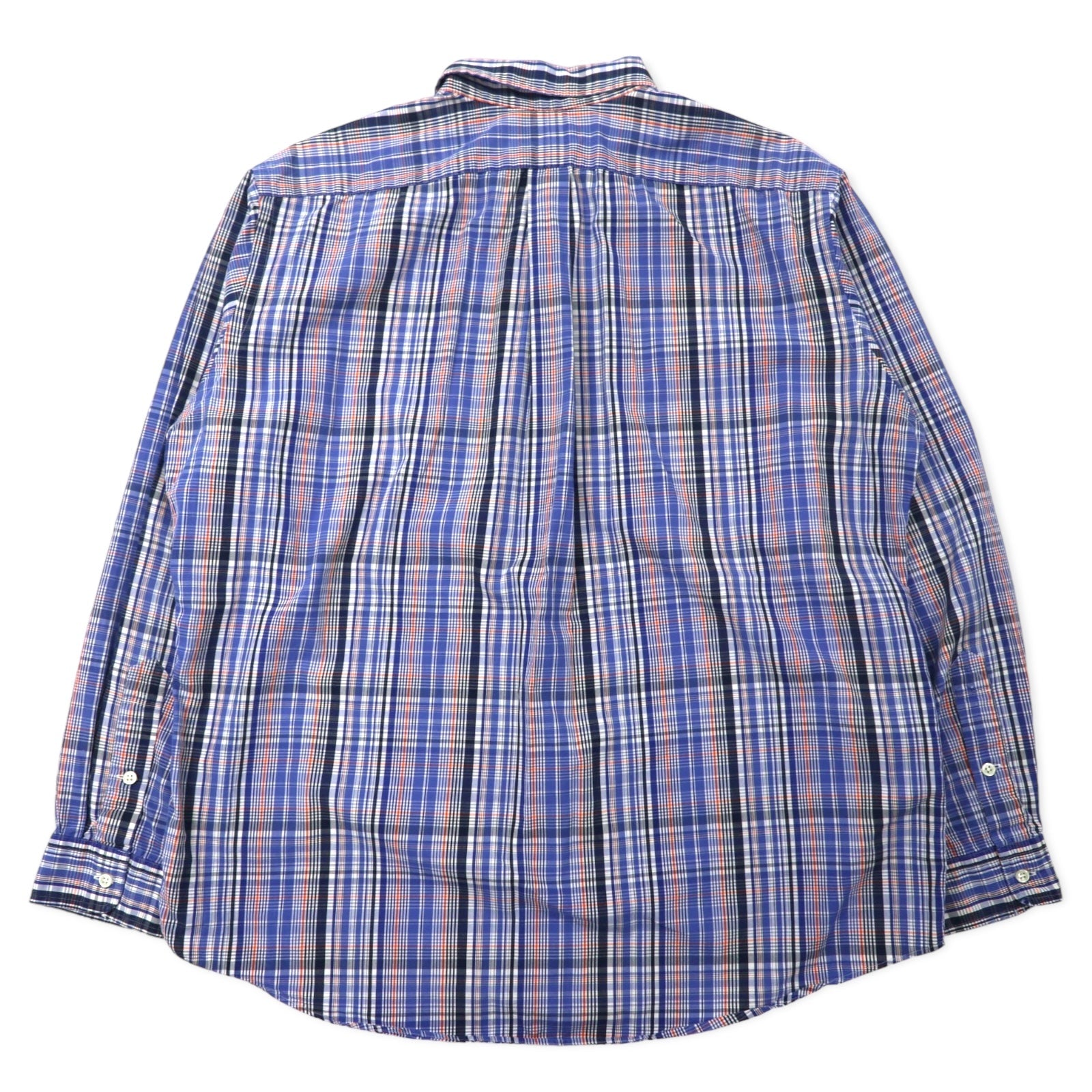 Ralph Lauren Camicia Button-Down XL Blu A Quadri TWO-PLY COTTON Ricamo Piccolo Pony