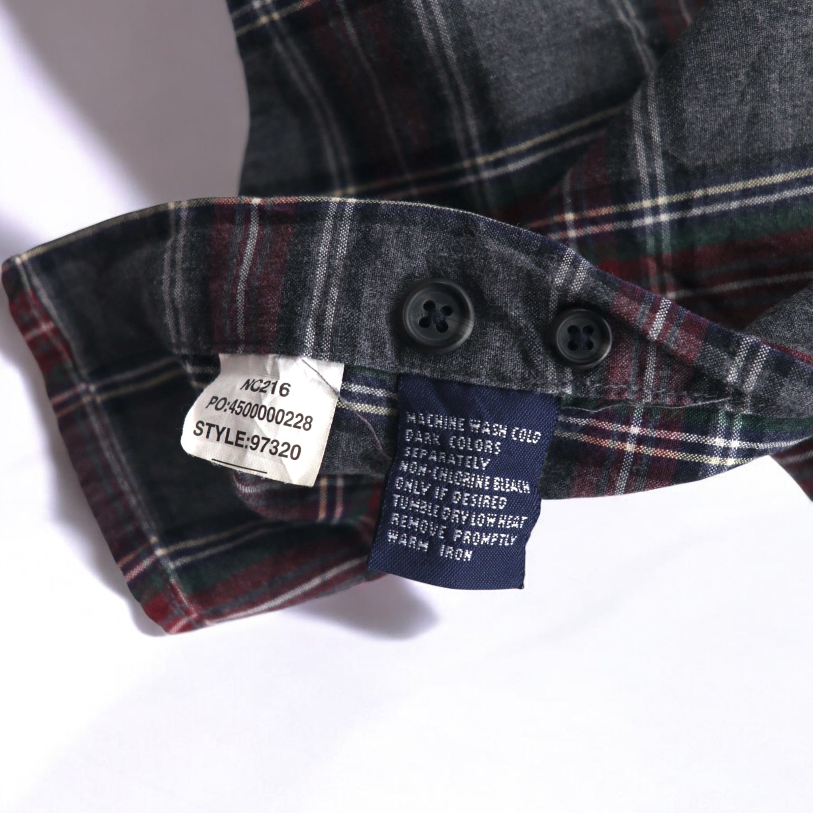 CHAPS RALPH LAUREN anni '90 camicia button-down L grigio a quadri cotone oversize