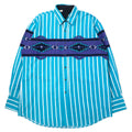 Camicia western vintage made in USA, taglia L, blu a righe, motivo Chimayo, cotone, taglia grande.