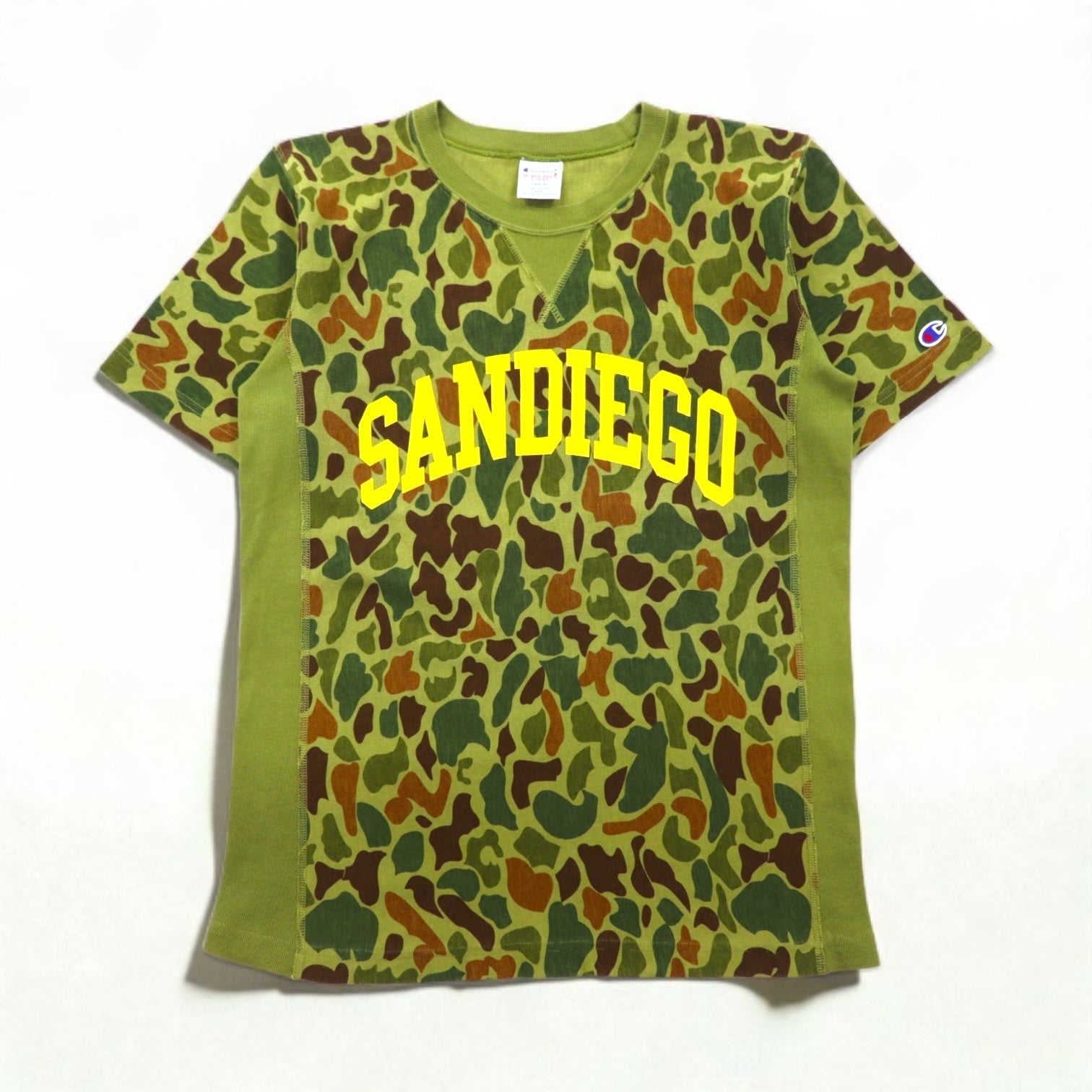 Champion Reverse Weave T-shirt L kaki mimetico cotone SANDIEGO logo ad arco