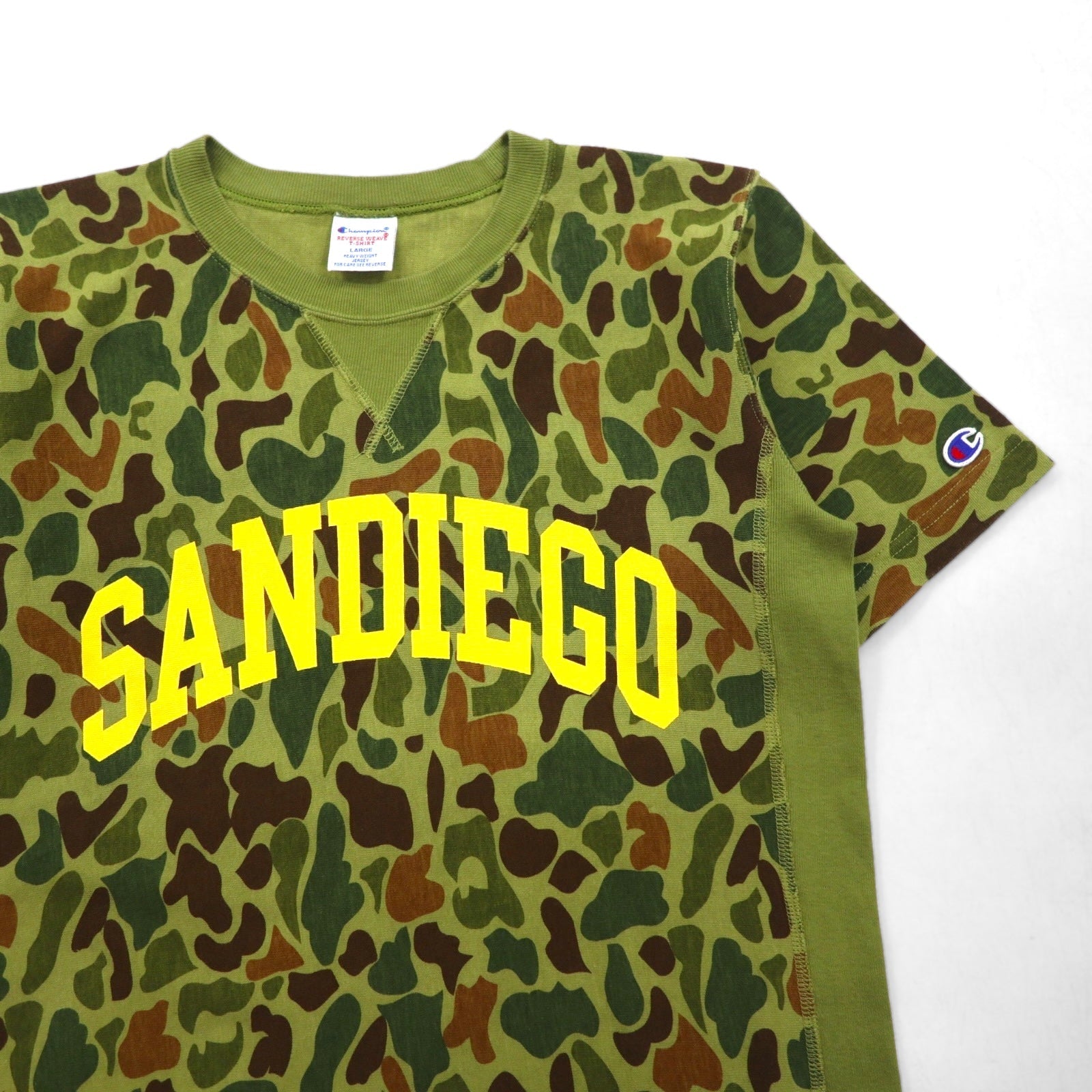 Champion Reverse Weave T-shirt L kaki mimetico cotone SANDIEGO logo ad arco