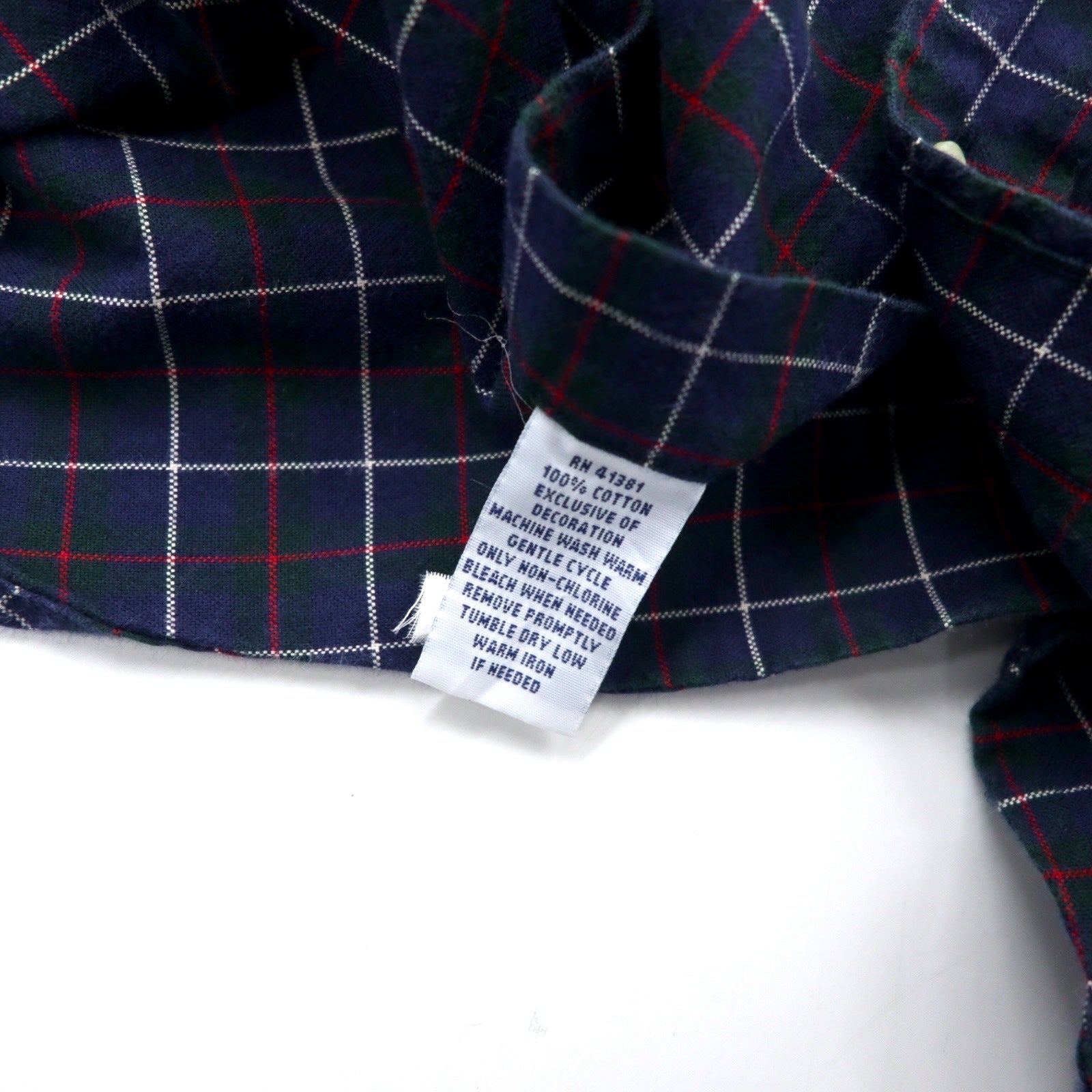 RALPH LAUREN Camicia button-down XL, blu navy, a quadri, in cotone, con ricamo piccolo pony