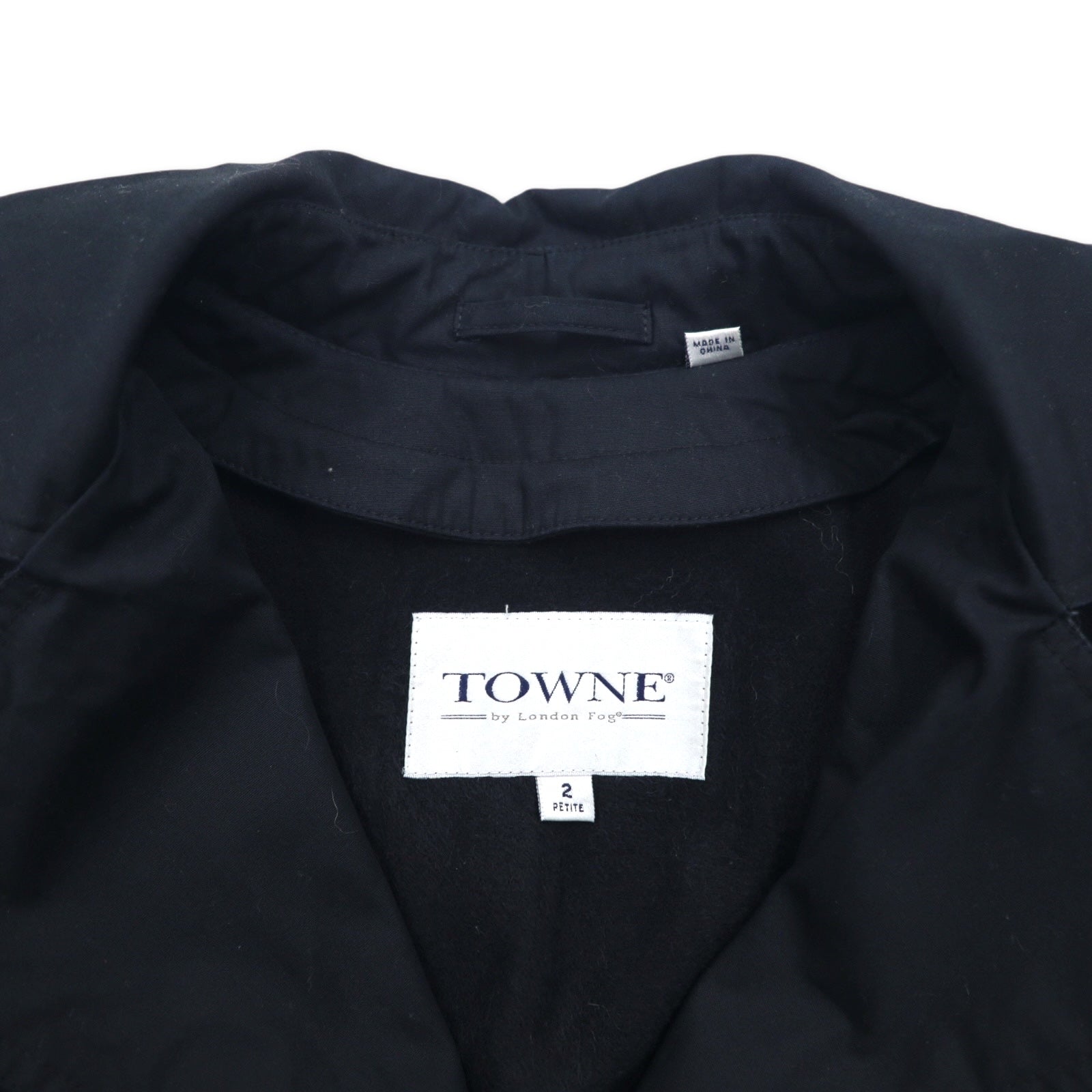 TOWNE BY LONDON FOG anni '90 trench coat con cappuccio removibile taglia M, nero, poliestere, cotone, fodera rimovibile