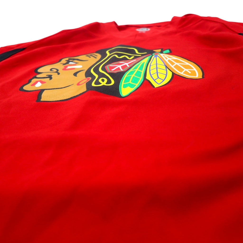 NHL ホッケーシャツ ジャージ M レッド ポリエステル ナンバリング シカゴ ブラックホークス インディアン プリント ビッグサイズ
