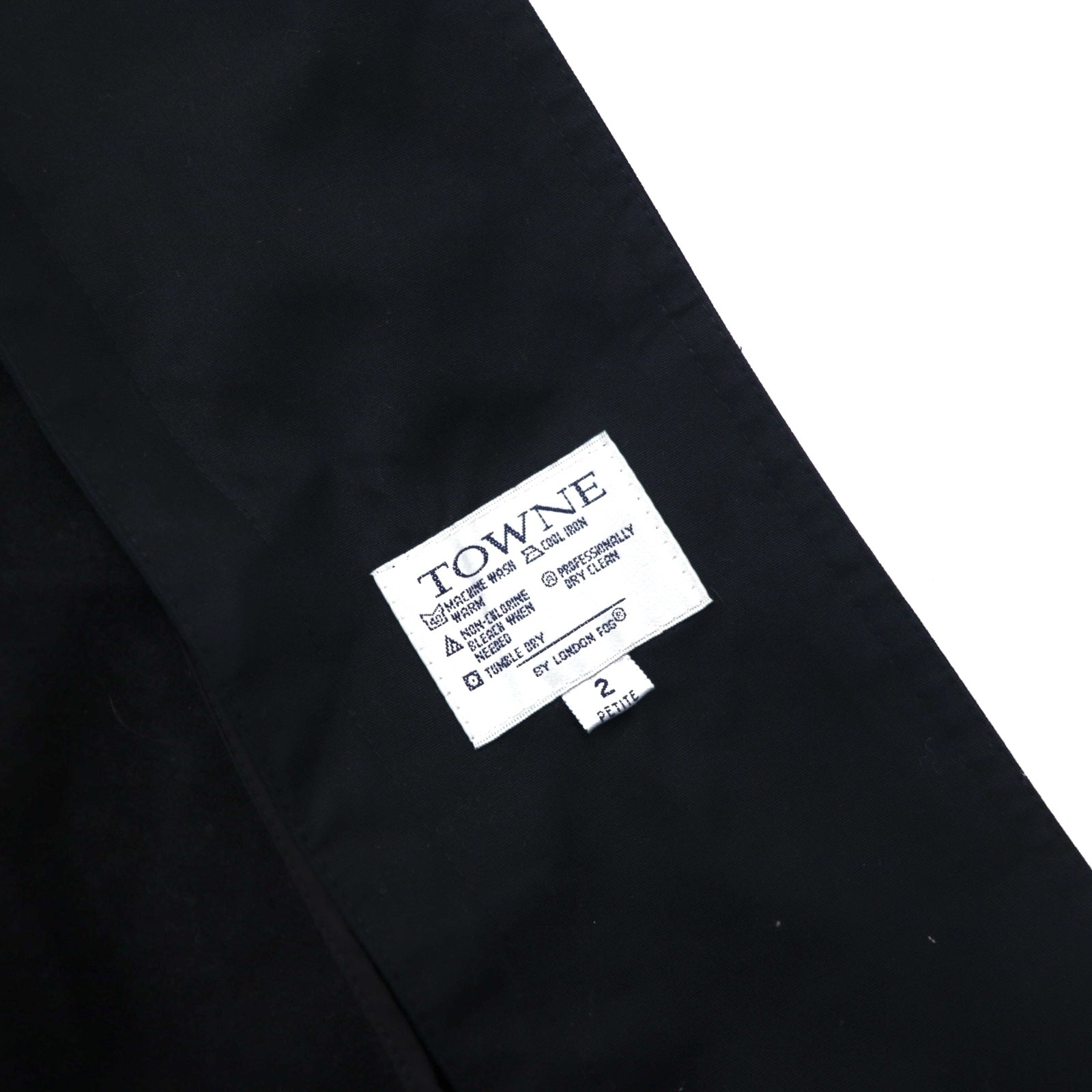 TOWNE BY LONDON FOG anni '90 trench coat con cappuccio removibile taglia M, nero, poliestere, cotone, fodera rimovibile