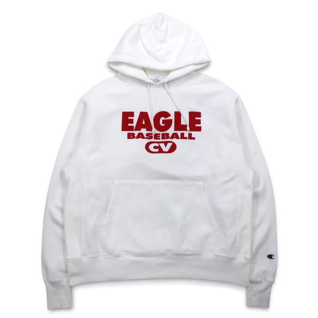 Champion リバースウィーブ REVERSE WEAVE プルオーバーパーカー 2XL ホワイト コットン 裏起毛 EAGLE BASEBALL 青単タグ 復刻 ホンジュラス製