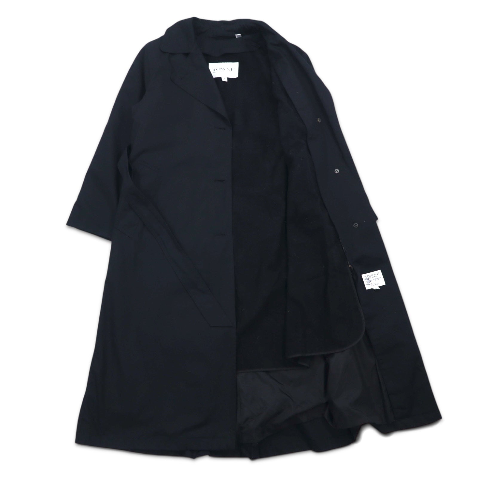 TOWNE BY LONDON FOG anni '90 trench coat con cappuccio removibile taglia M, nero, poliestere, cotone, fodera rimovibile
