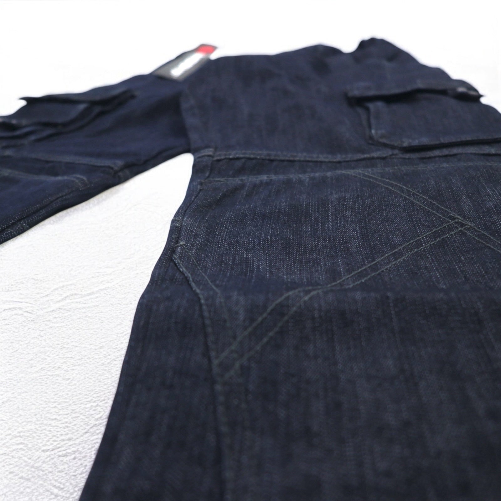 Vintage 00s Jeans Cargo WURTH MODYF Anni 2000 Jeans Baggy Cargo 32 Dark Indigo Nuovo