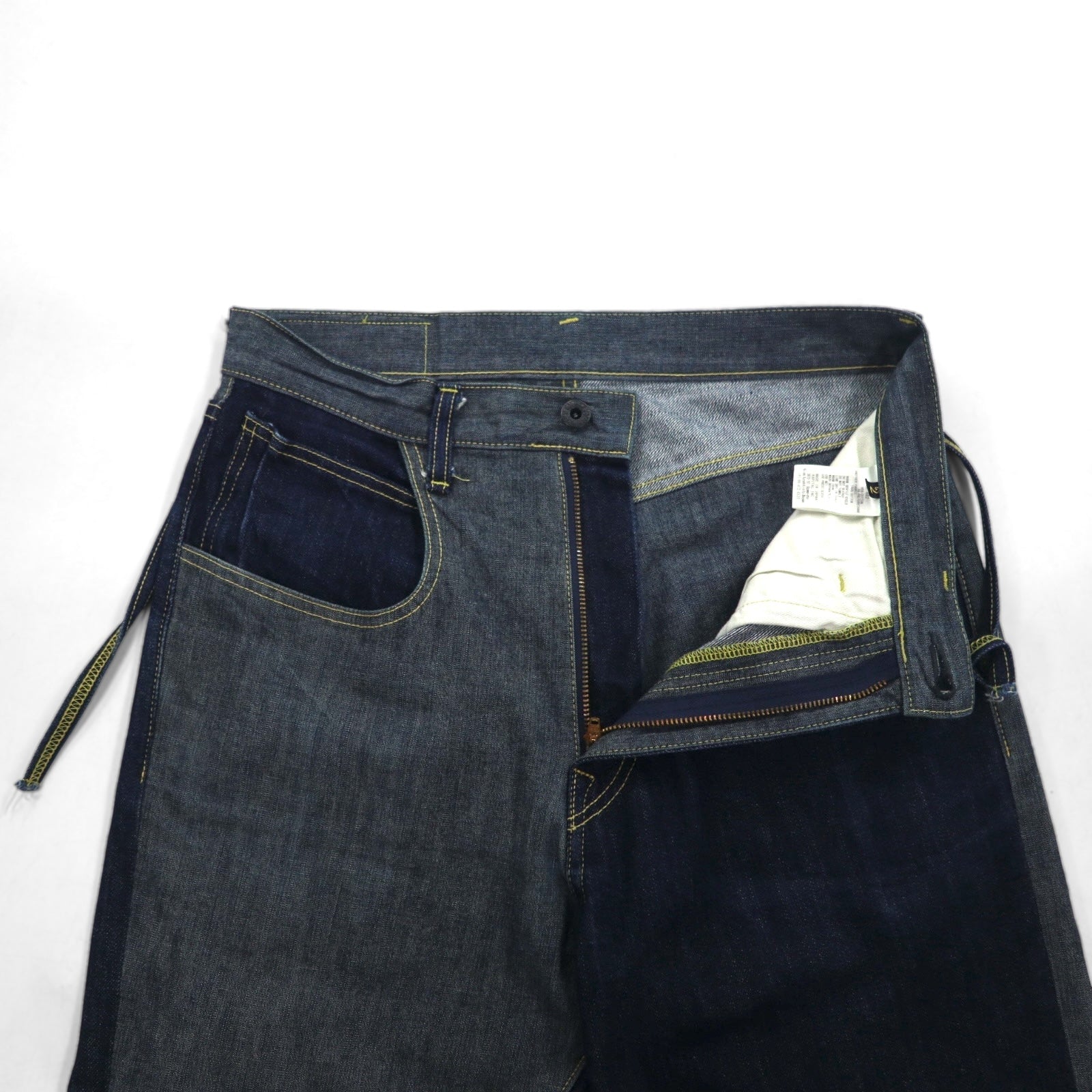 KAPITAL Mottainai Jeans in Denim Mottainai, taglia M, bicolore, etichetta contenitore di latte EK-682