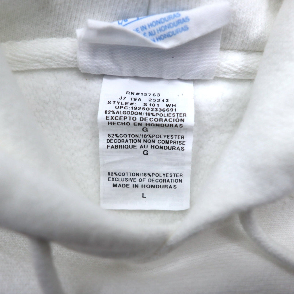 Champion リバースウィーブ REVERSE WEAVE プルオーバーパーカー 2XL ホワイト コットン 裏起毛 EAGLE BASEBALL 青単タグ 復刻 ホンジュラス製