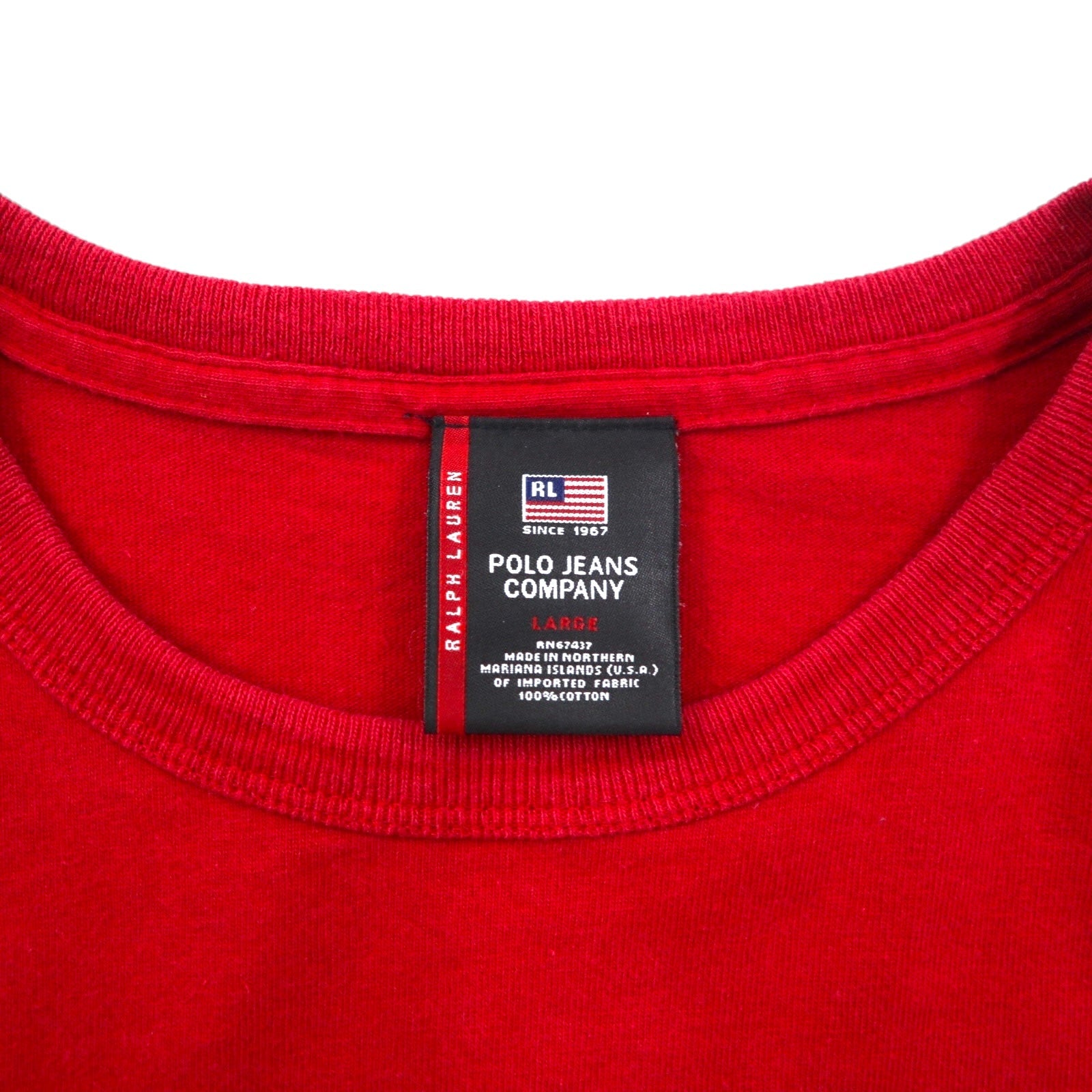POLO JEANS COMPANY RALPH LAUREN anni '90 t-shirt bicolore L rosso blu navy cotone