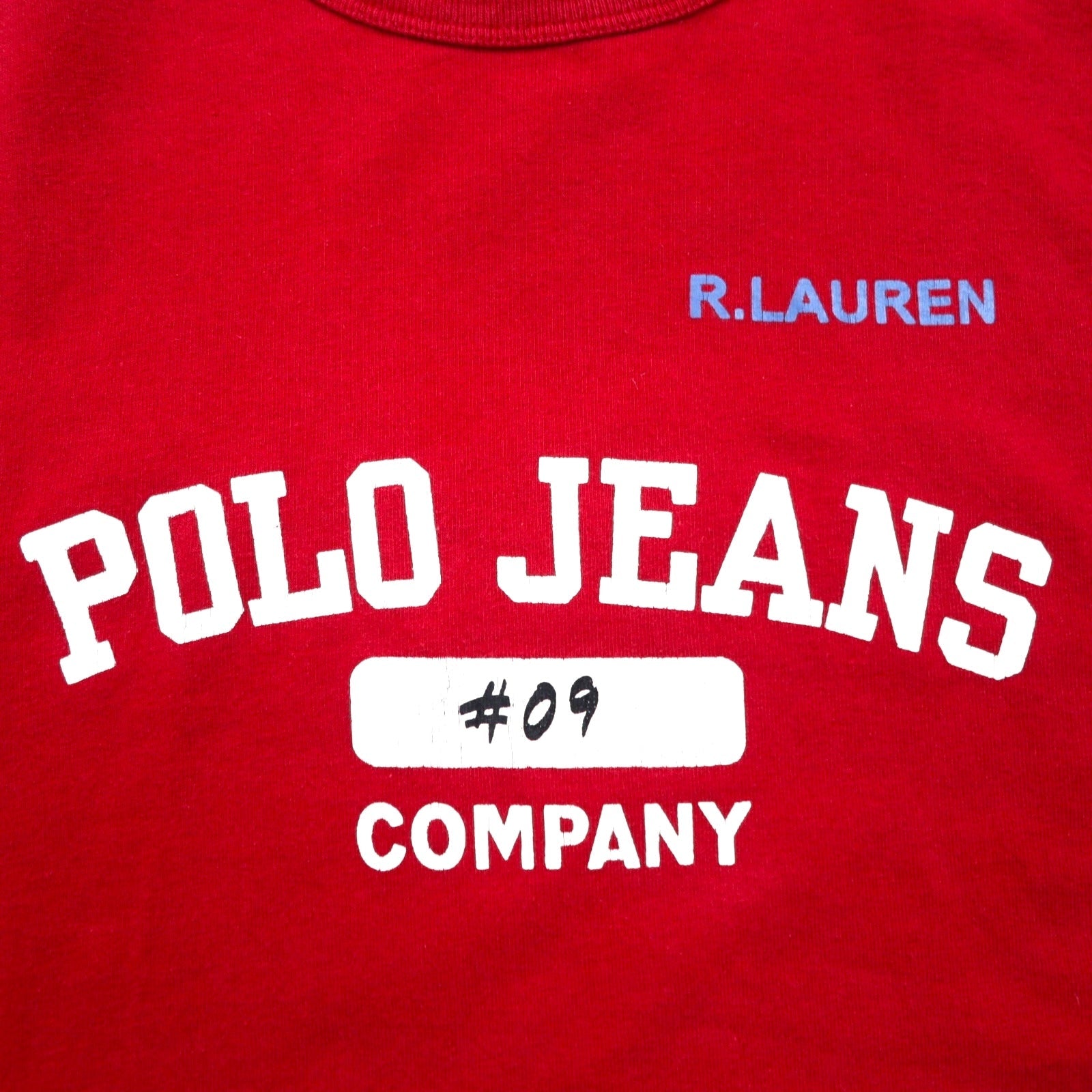 POLO JEANS COMPANY RALPH LAUREN anni '90 t-shirt bicolore L rosso blu navy cotone