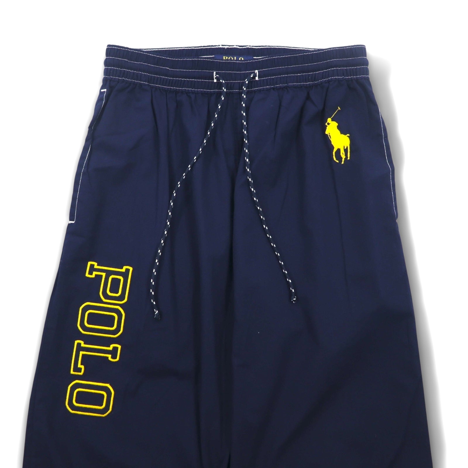 POLO RALPH LAUREN pantaloni easy fit con stampa logo S navy giallo cotone Big Pony