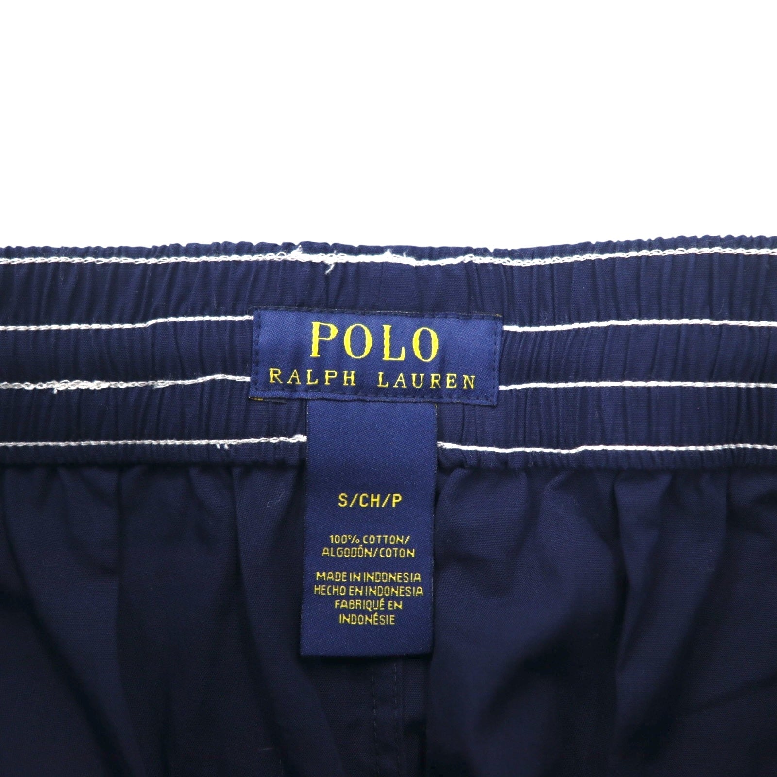 POLO RALPH LAUREN pantaloni easy fit con stampa logo S navy giallo cotone Big Pony