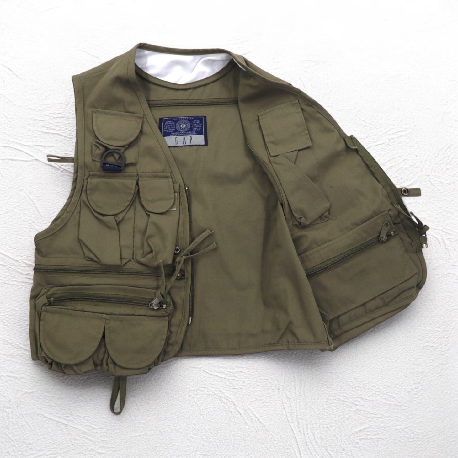 GAP anni '90, gilet da pesca Old Gap, taglia M, color kaki, tasche utility