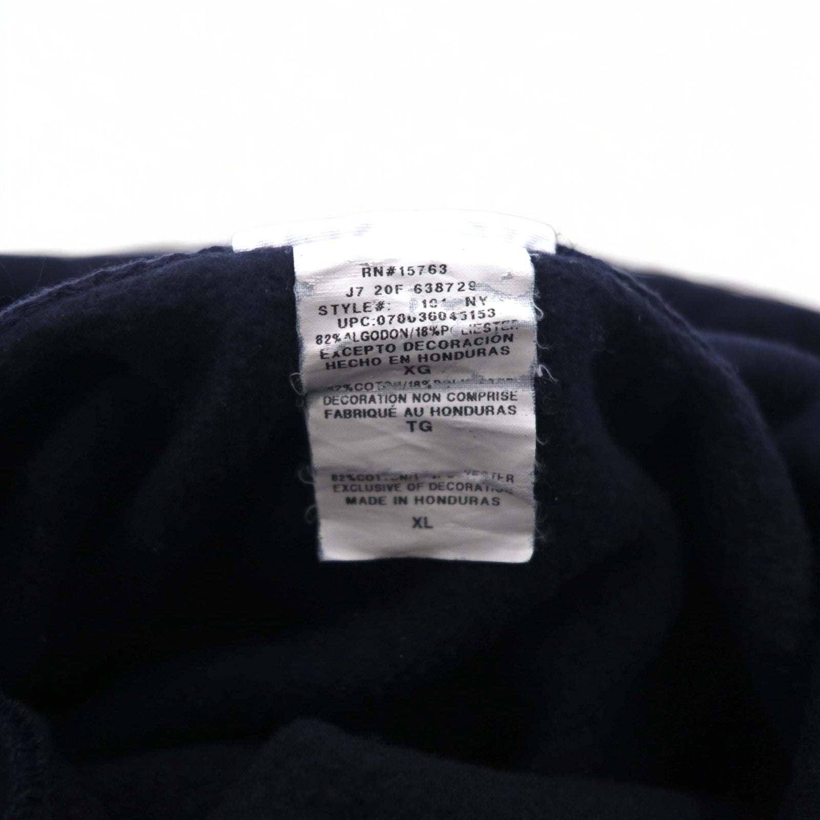 Champion リバースウィーブ REVERSE WEAVE プルオーバーパーカー 3XL ネイビー コットン 裏起毛 HOUSTON アーチロゴ 青単タグ 復刻 ホンジュラス製