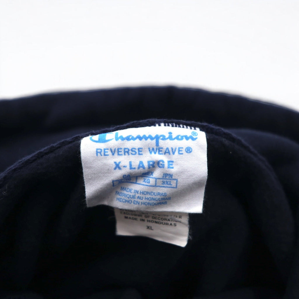 Champion Reverse Weave Felpa con cappuccio pullover 3XL blu navy cotone interno felpato HOUSTON logo ad arco etichetta blu singola riedizione Prodotto in Honduras