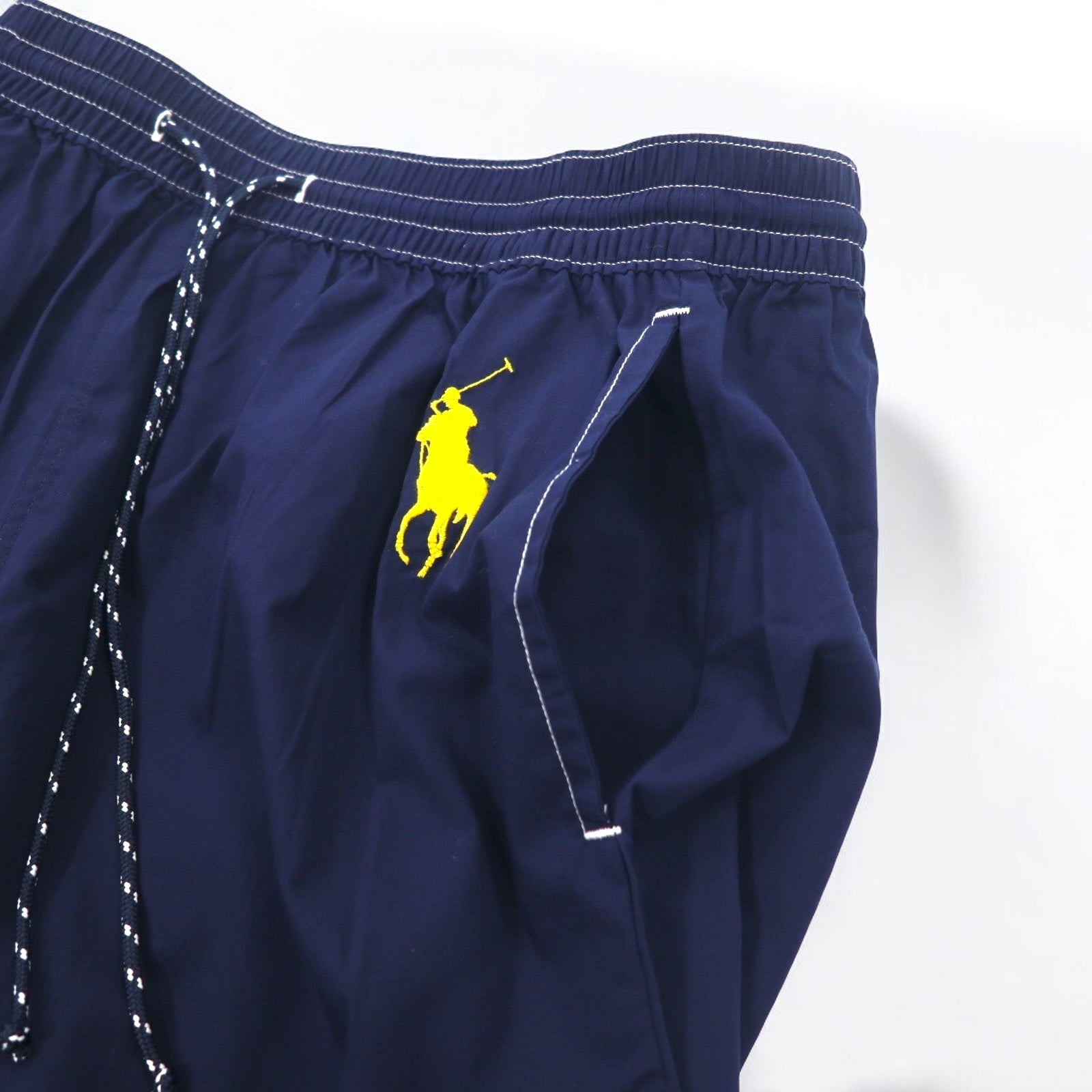 POLO RALPH LAUREN pantaloni easy fit con stampa logo S navy giallo cotone Big Pony