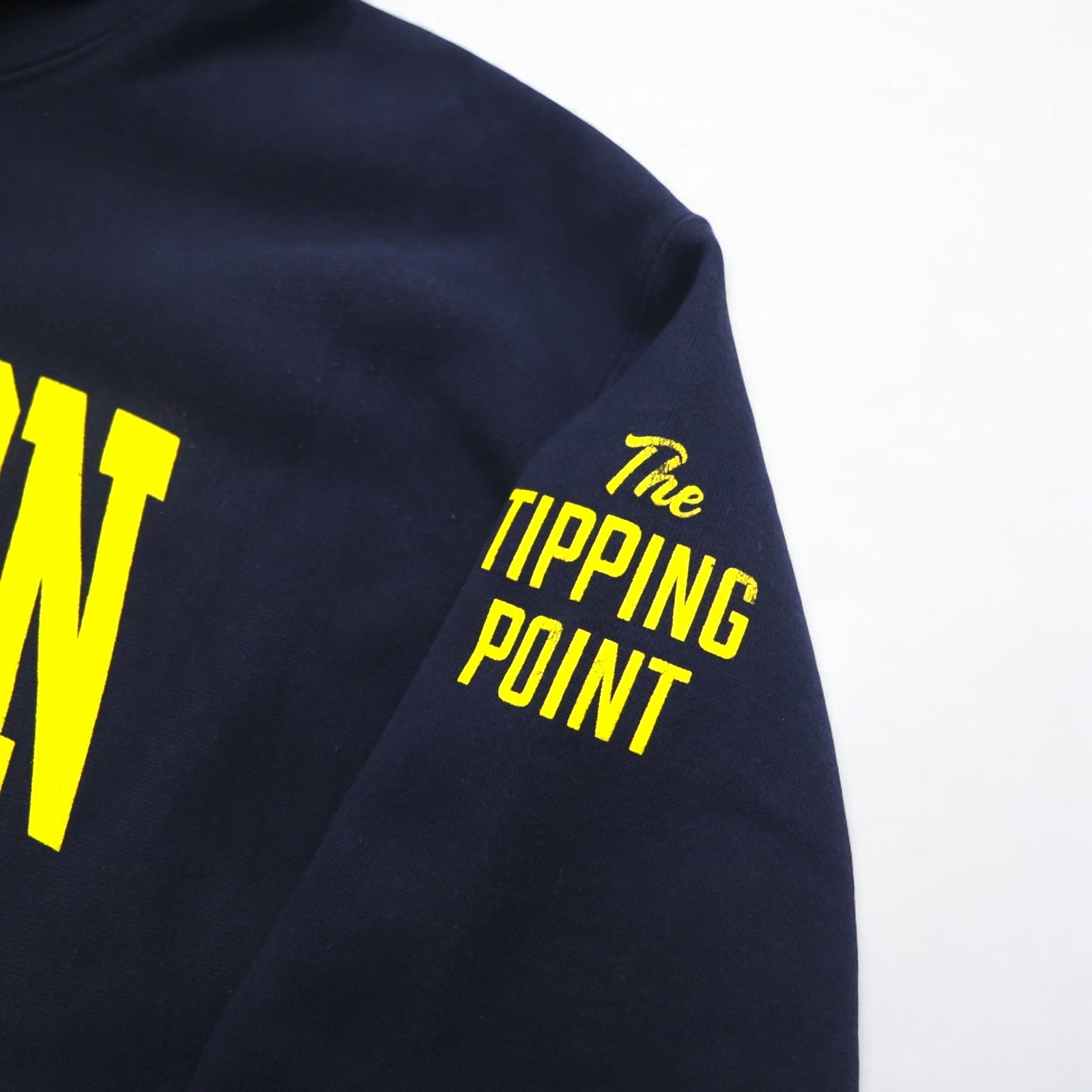 Champion Reverse Weave Felpa con cappuccio pullover 3XL blu navy cotone interno felpato HOUSTON logo ad arco etichetta blu singola riedizione Prodotto in Honduras