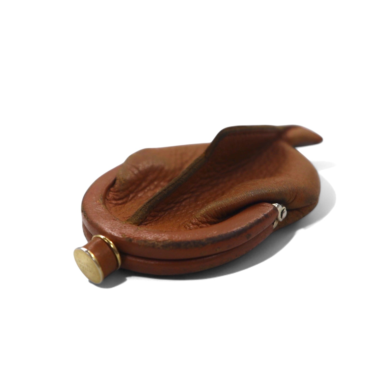 BOTTEGA VENETA がま口 コインケース 魚 モチーフ レザー ブラウン