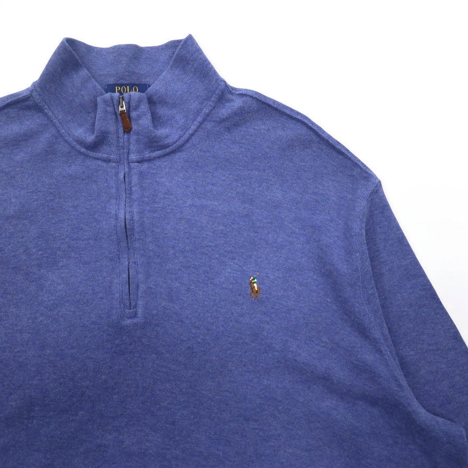POLO RALPH LAUREN felpa con mezza zip 2XL blu ESTATE RIB ricamo pony piccolo