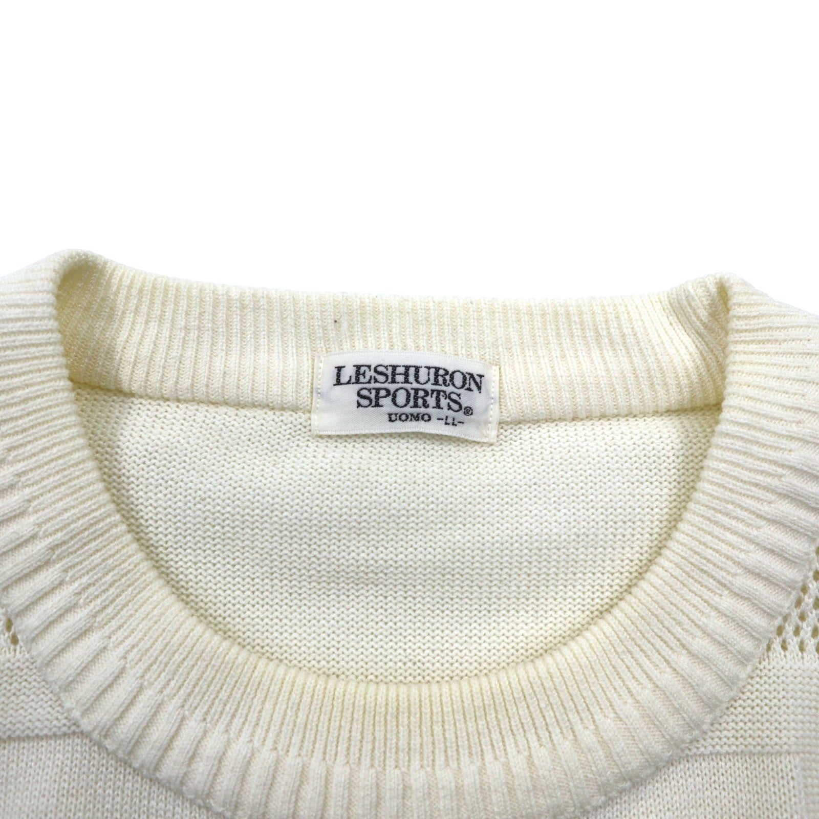 Vintage 90s Japan Made Street Sweater LESHURON SPORTS UOMO 刺繍 ニット セーター XL ホワイト