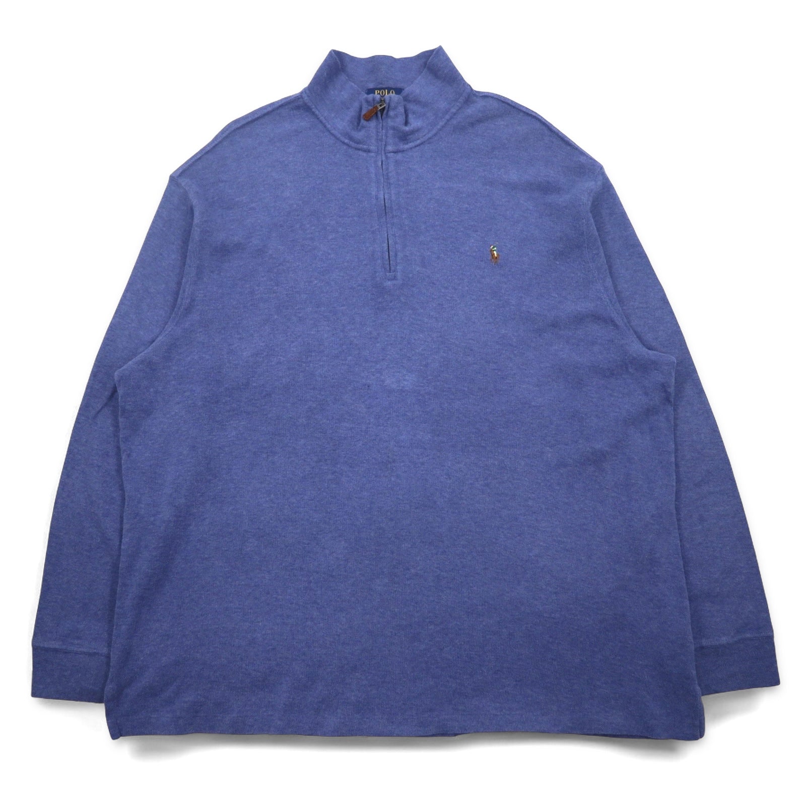 POLO RALPH LAUREN felpa con mezza zip 2XL blu ESTATE RIB ricamo pony piccolo