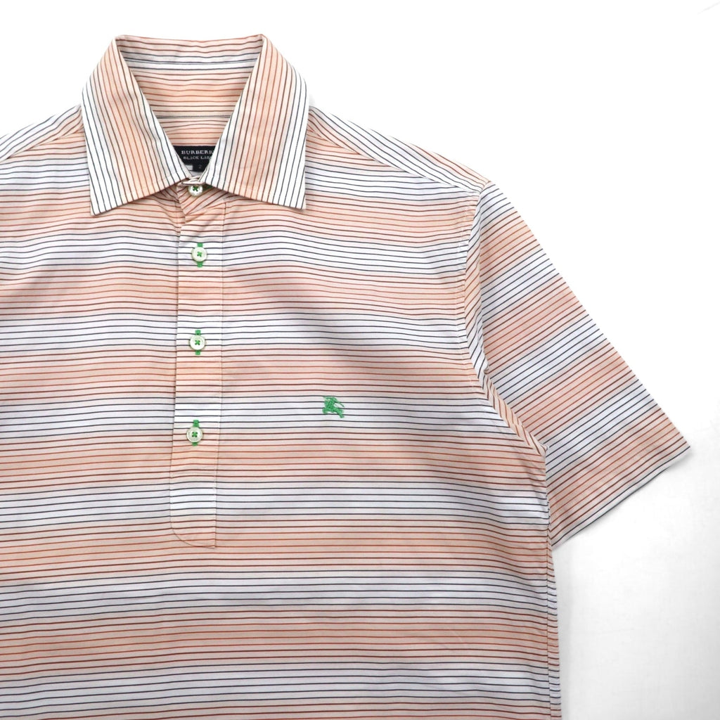 BURBERRY BLACK LABEL Pullover a maniche corte taglia M, arancione a righe, in cotone