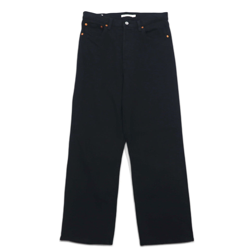 LEVI'S PREMIUM Made in Turchia Jeans in denim a vita alta alla caviglia 30 Nero Cotone Big E RIBCAGE STRAIGHT ANKLE BLACK HEART 72693-0012