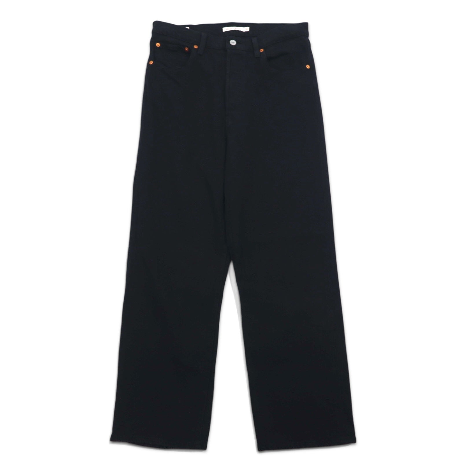 LEVI'S PREMIUM Made in Turchia Jeans in denim a vita alta alla caviglia 30 Nero Cotone Big E RIBCAGE STRAIGHT ANKLE BLACK HEART 72693-0012