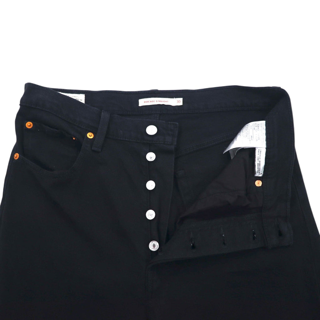 LEVI'S PREMIUM Made in Turchia Jeans in denim a vita alta alla caviglia 30 Nero Cotone Big E RIBCAGE STRAIGHT ANKLE BLACK HEART 72693-0012