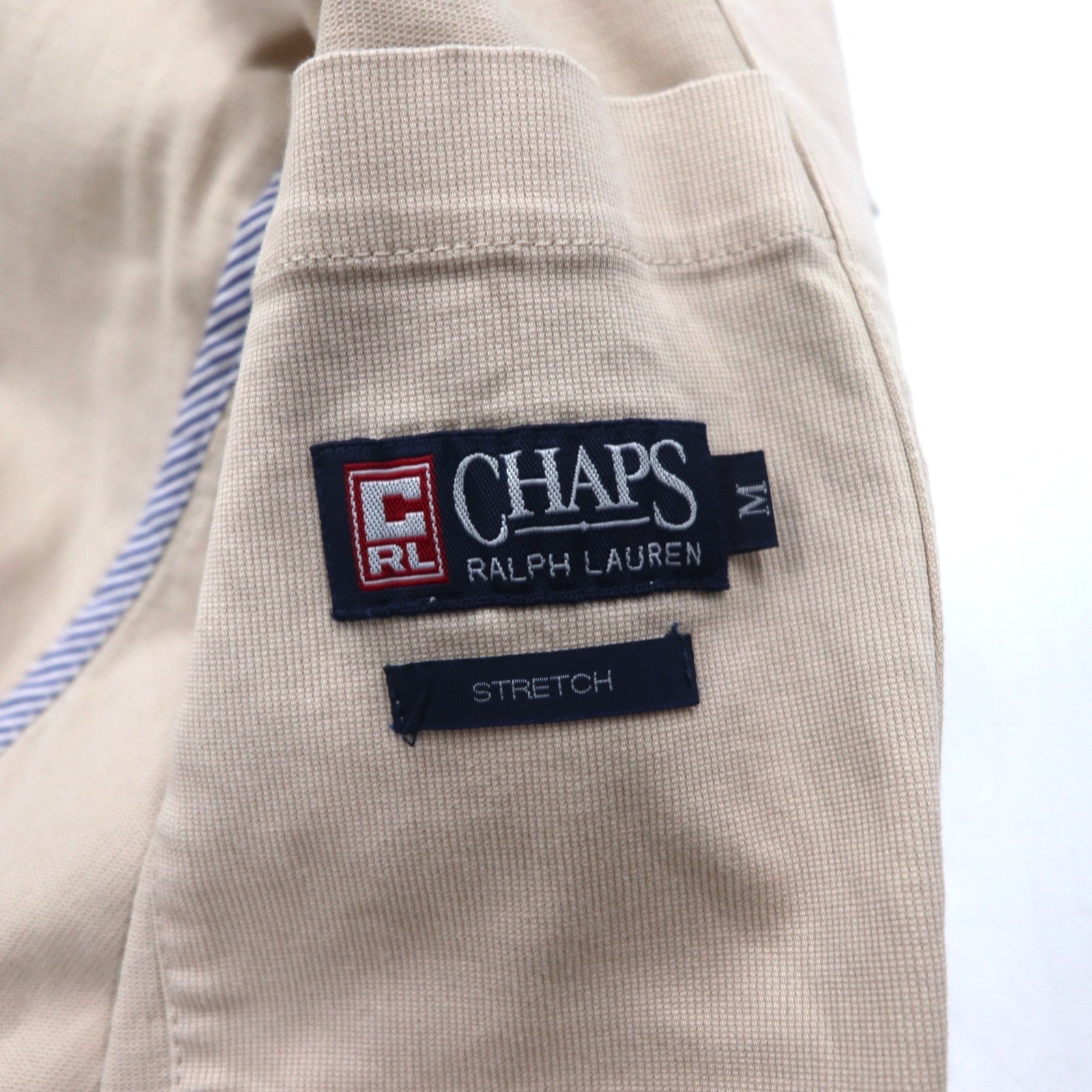 CHAPS RALPH LAUREN anni '90 Salopette in twill di cotone M Beige Elasticizzato