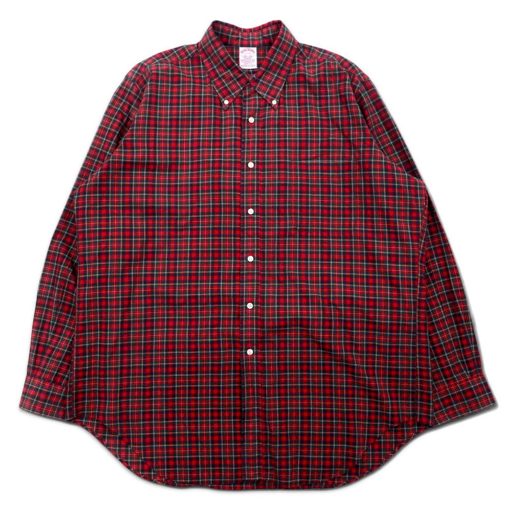 Brooks Brothers USA製 タータンチェック ボタンダウンシャツ XL レッド コットン