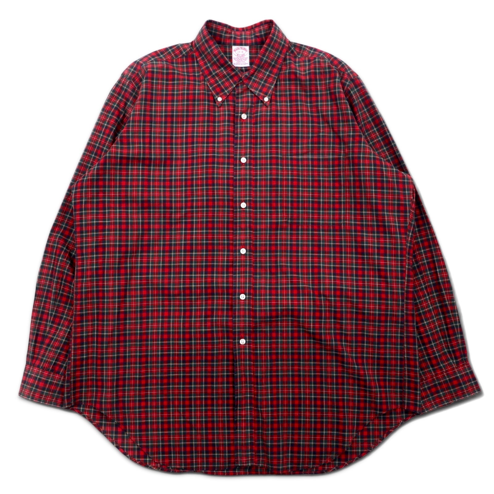 Brooks Brothers USA Camicia button-down in tartano XL rossa di cotone