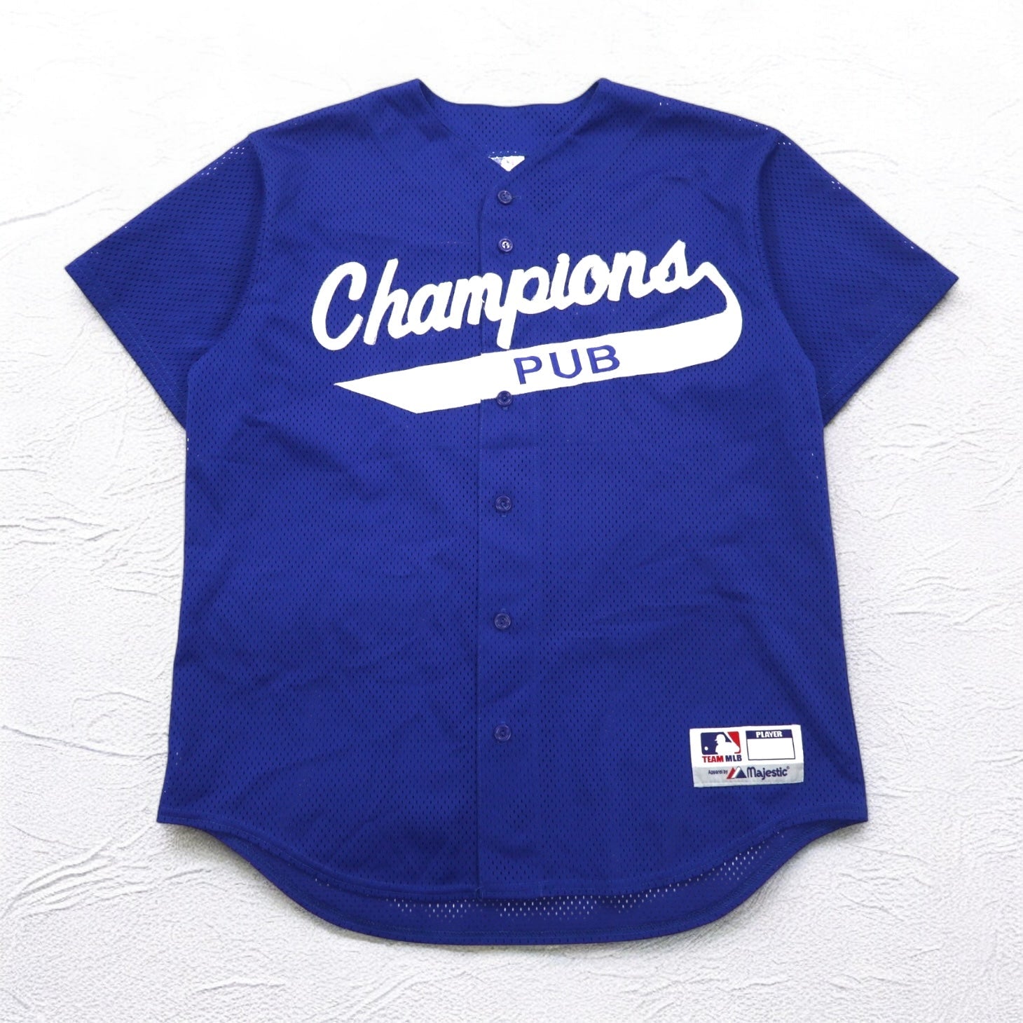 majestic anni '90, made in USA, maglia da baseball in rete, taglia L, blu, MLB Champions PUB, numerata