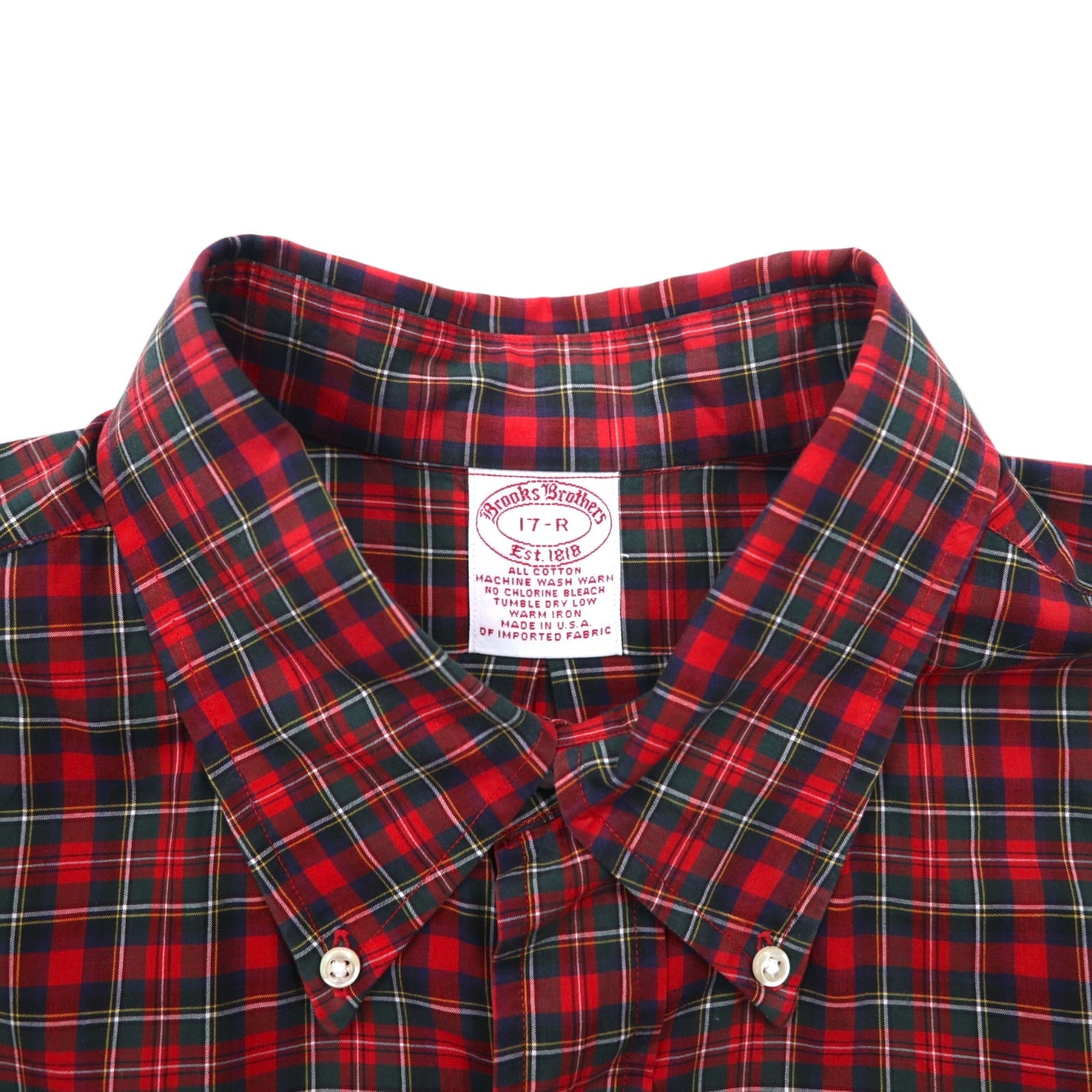 Brooks Brothers USA Camicia button-down in tartano XL rossa di cotone
