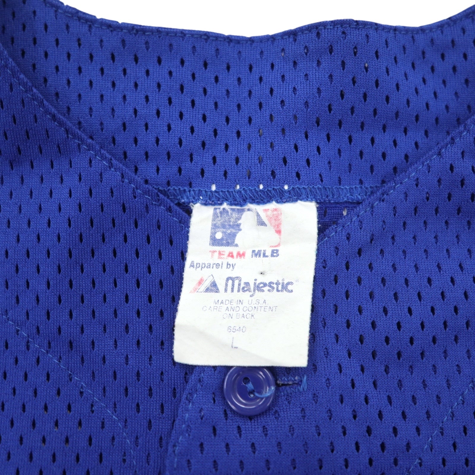 majestic anni '90, made in USA, maglia da baseball in rete, taglia L, blu, MLB Champions PUB, numerata