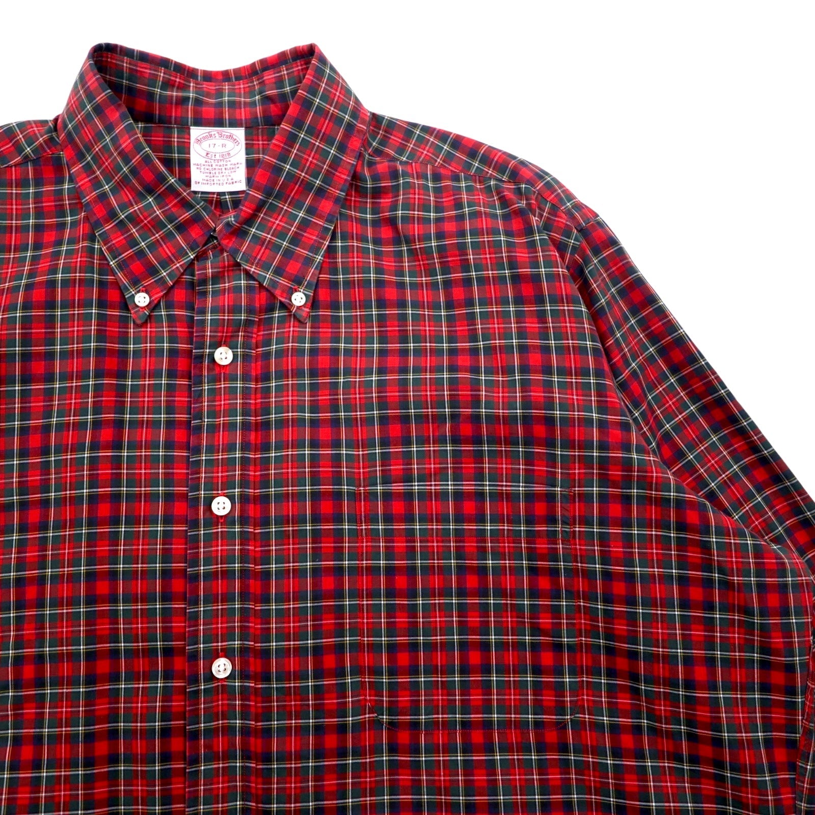 Brooks Brothers USA Camicia button-down in tartano XL rossa di cotone