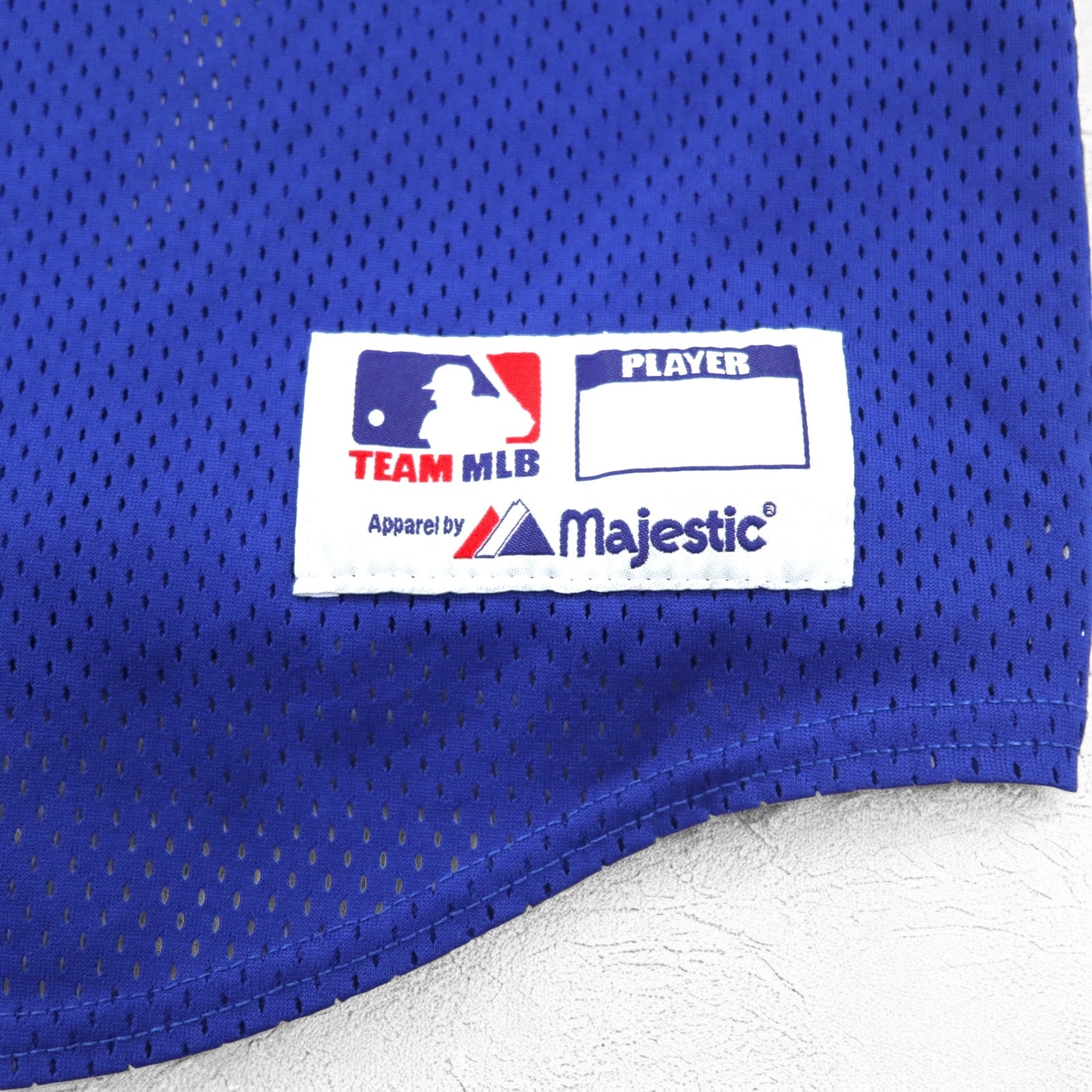 majestic anni '90, made in USA, maglia da baseball in rete, taglia L, blu, MLB Champions PUB, numerata