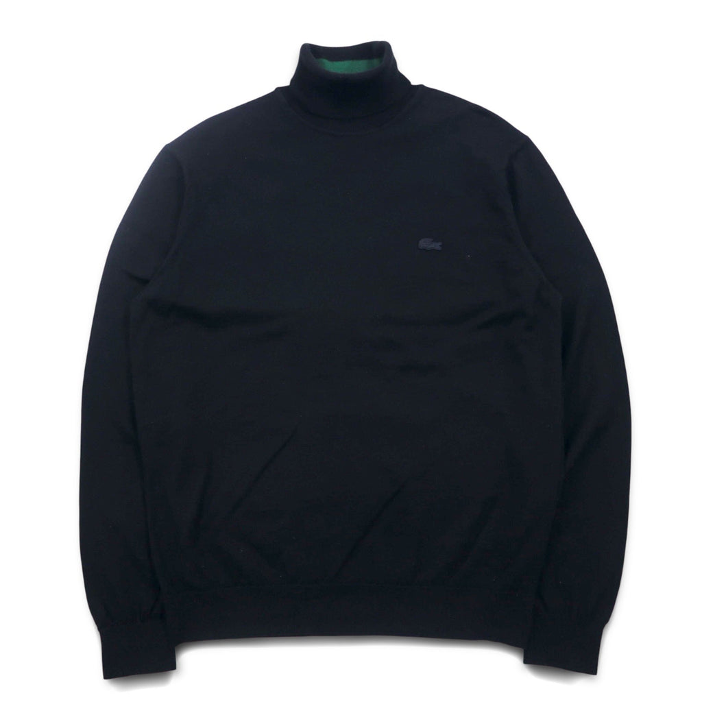 LACOSTE Maglione Collo Alto in Lana Merino XL Nero Pura Lana Logo Ricamato REGULAR FIT AH1959-00
