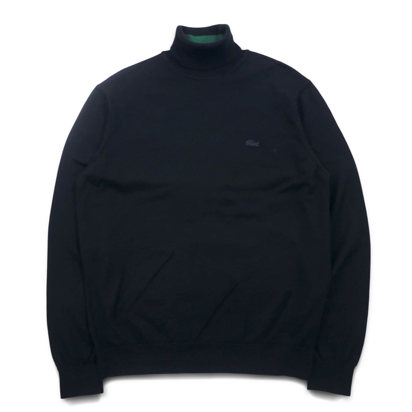 LACOSTE Maglione Collo Alto in Lana Merino XL Nero Pura Lana Logo Ricamato REGULAR FIT AH1959-00