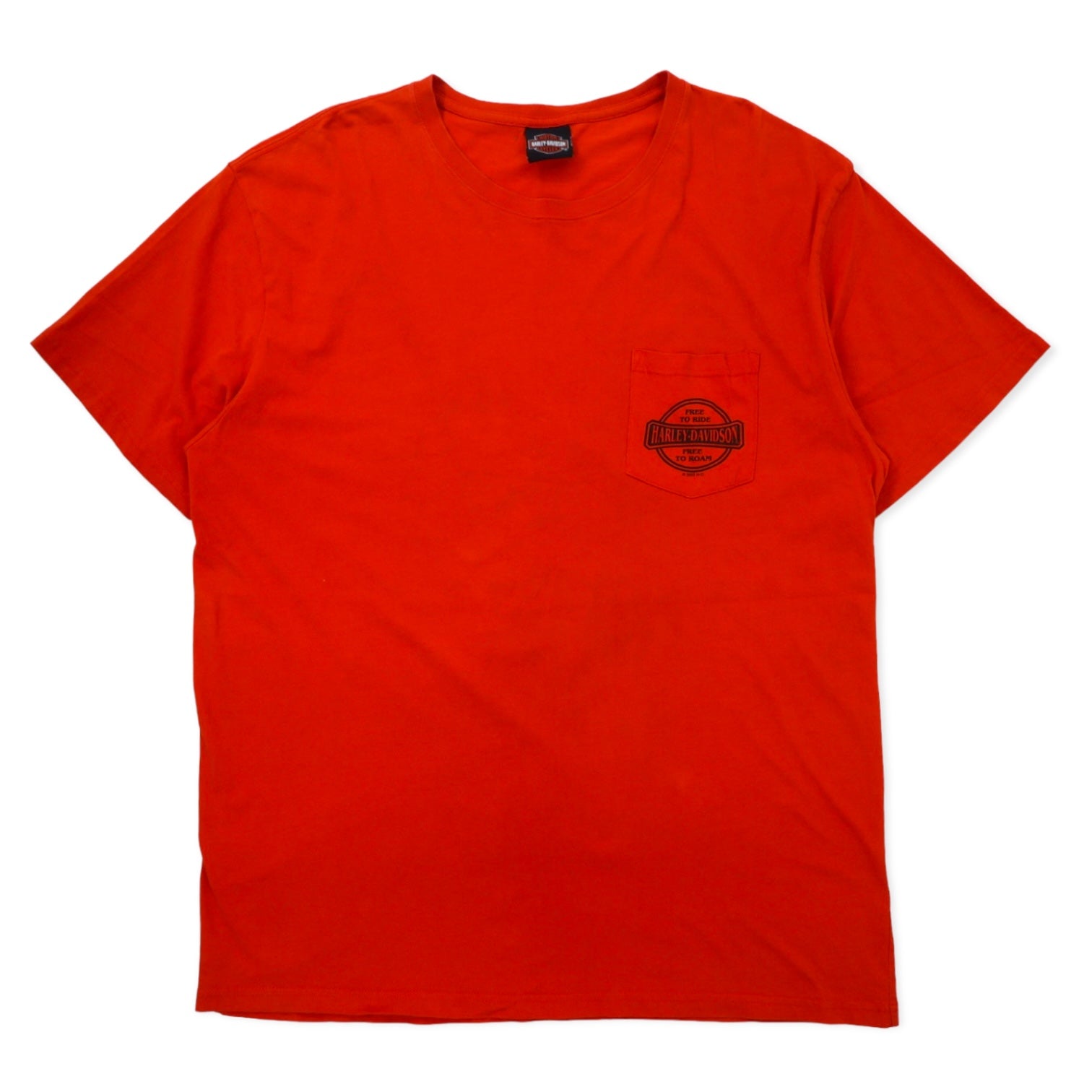 T-shirt HARLEY DAVIDSON con logo stampato, taschino, 2XL, arancione, cotone, FORT WAYNE, INDIANA, taglia grande