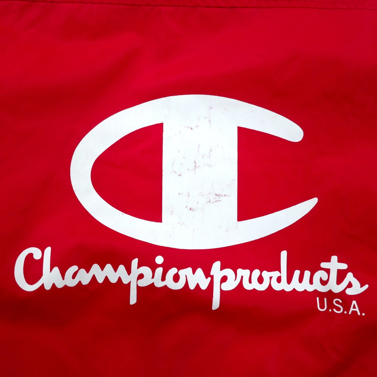 Giacca coach Champion anni '90, taglia M, rossa, in nylon, con stampa logo sul retro