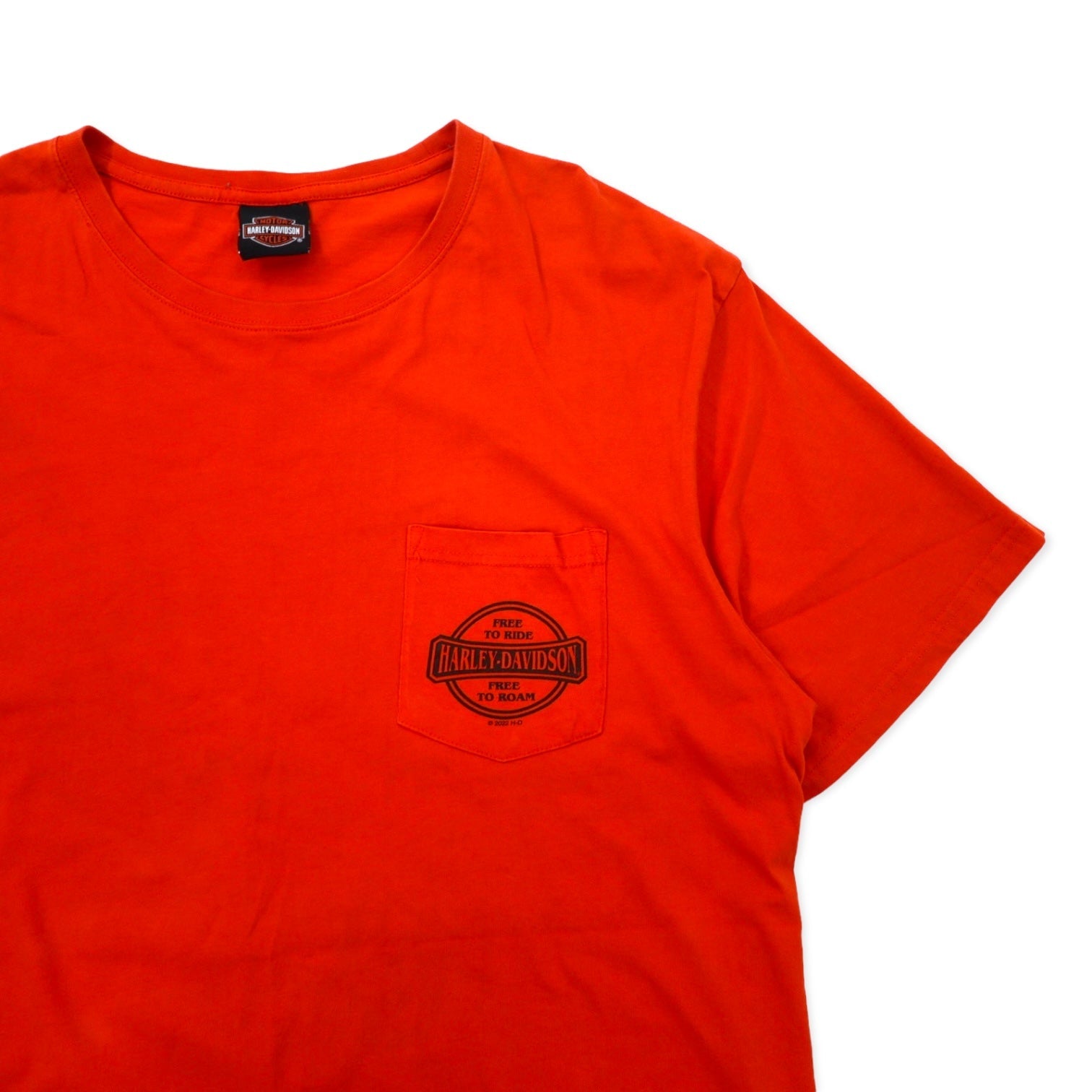 T-shirt HARLEY DAVIDSON con logo stampato, taschino, 2XL, arancione, cotone, FORT WAYNE, INDIANA, taglia grande